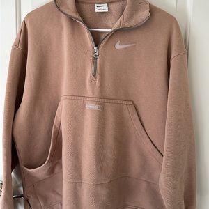 nike zip up nude brown crew neck